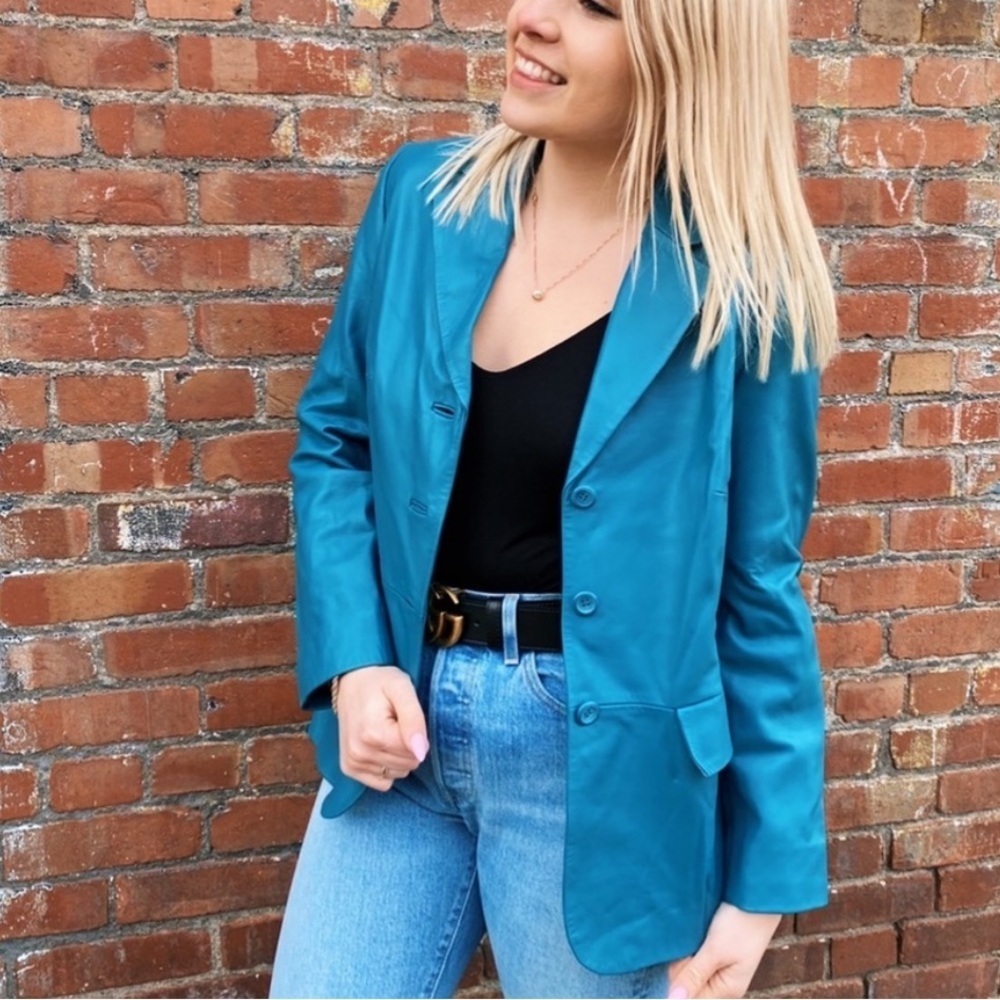 Pendleton Light Blue Leather Jacket - image 1